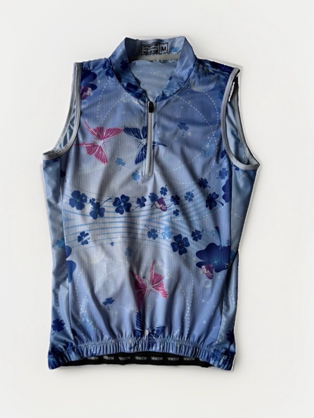 WEIMOSTAR Women Cycling Jersey Top Activewear Sleeveless Butterfly Floral Y2K M